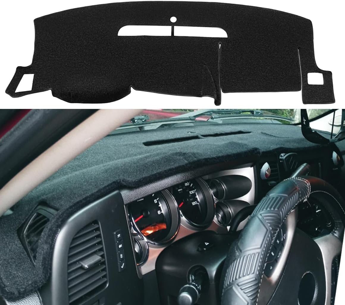 Dash Cover Mat for 2007-2013 Chevy Silverado 1500 LT/WT (07-13 Black) Y74