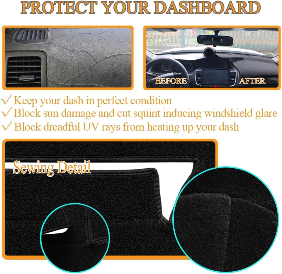 Dash Cover Mat for 2007-2013 Chevy Silverado 1500 LT/WT (07-13 Black) Y74 - Image 7