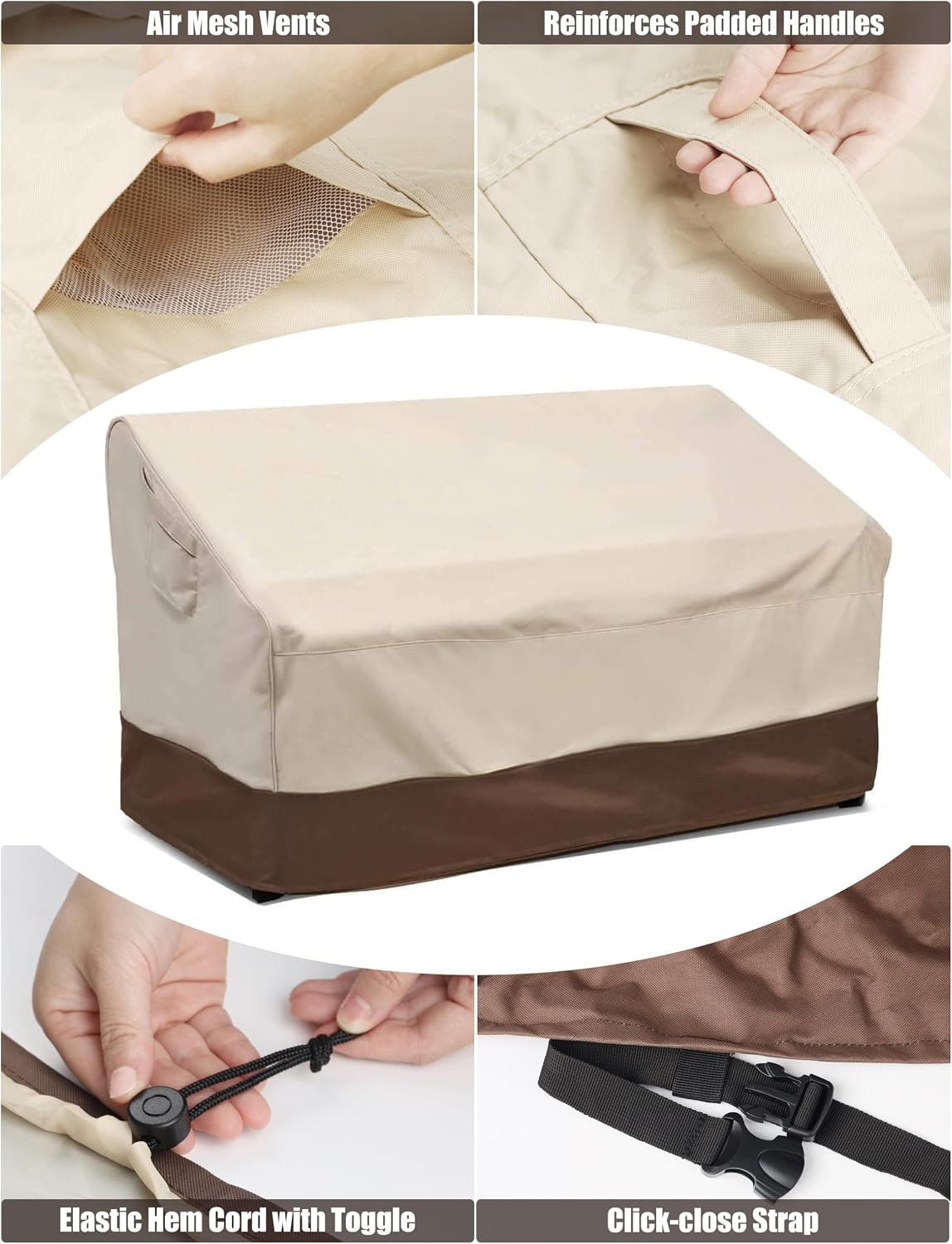 Vailge Patio Loveseat Cover 2-Seater & Outdoor Sofa Couch Cover Waterproof - Image 4