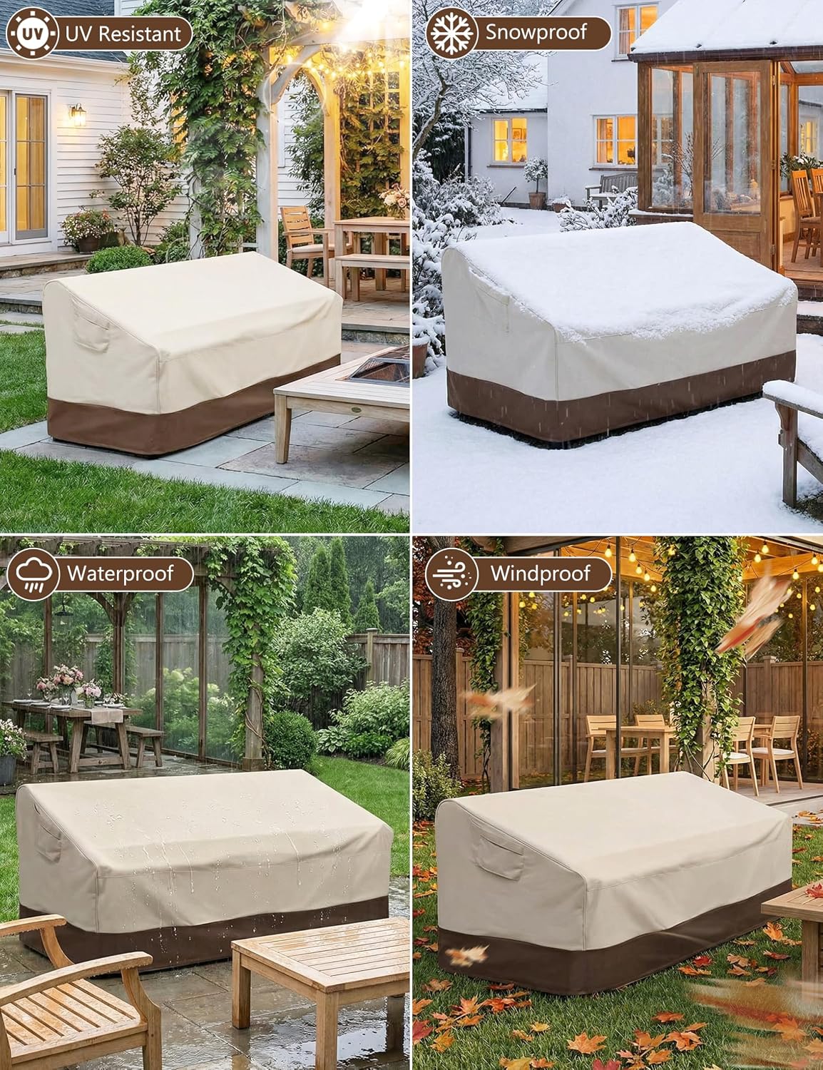 Vailge Patio Loveseat Cover 2-Seater & Outdoor Sofa Couch Cover Waterproof - Image 6