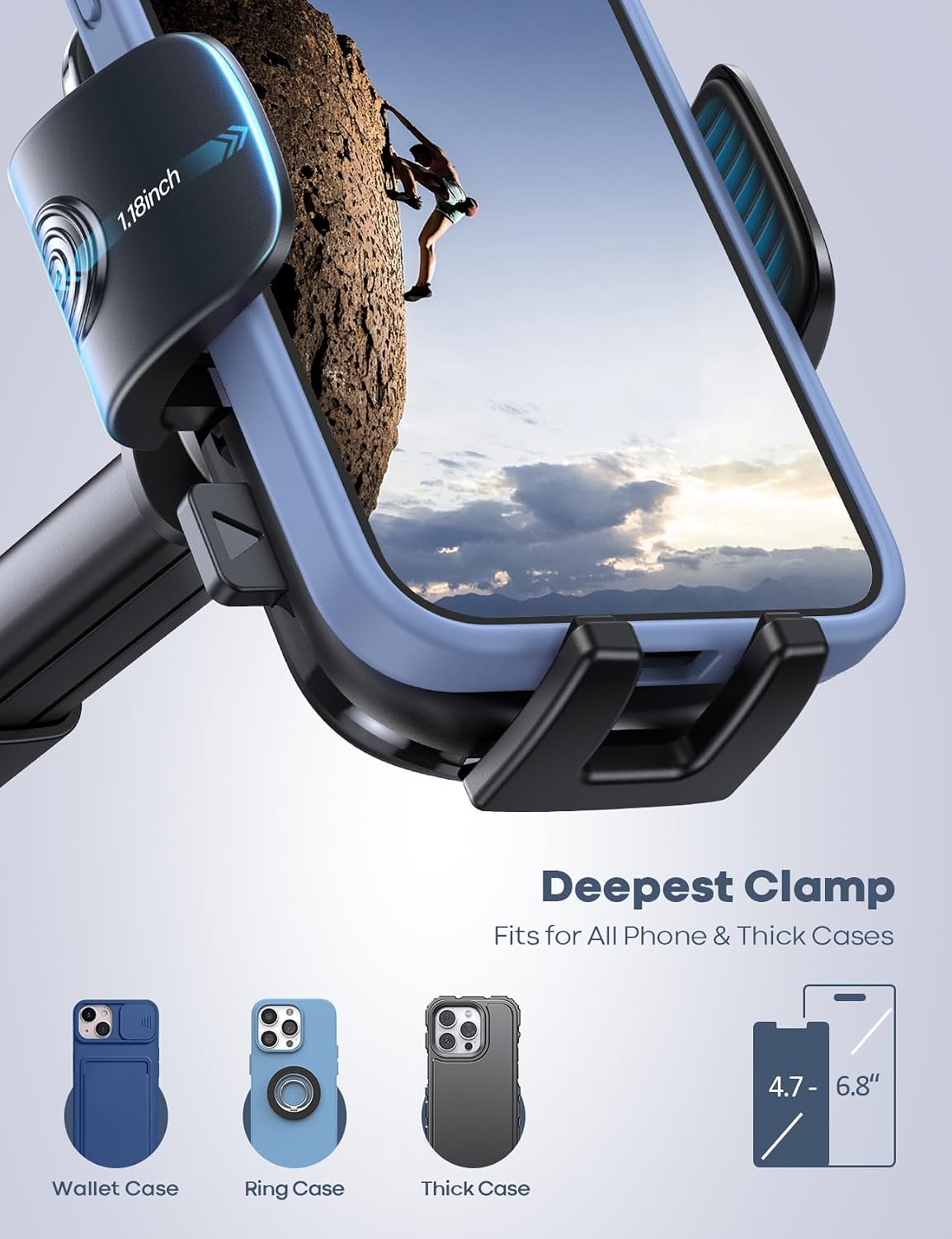 Lamicall Car Phone Holder Military-Grade Suction Cup Dashboard Windshield - Image 2