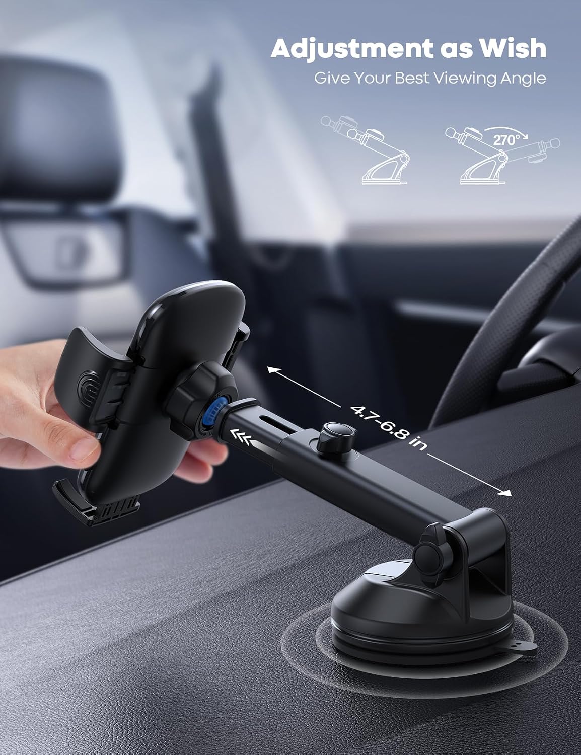 Lamicall Car Phone Holder Military-Grade Suction Cup Dashboard Windshield - Image 8
